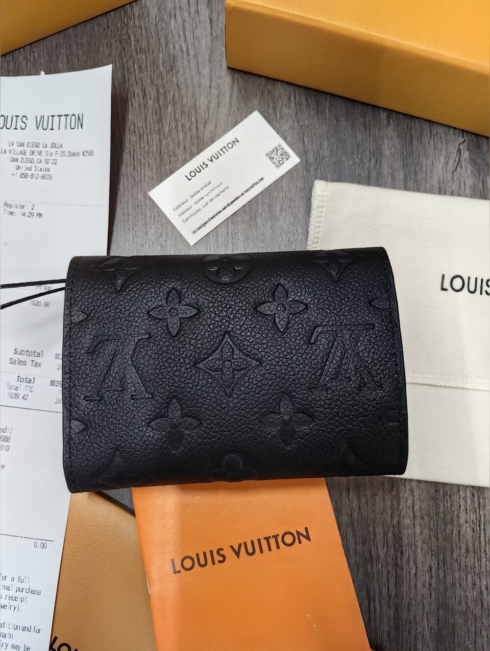 Louis Vuitton Black Embossed Monogram Envelope Wallet with Gold Snap - Picture 2 of 14